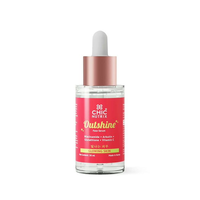 Chicnutrix Outshine 2% Niacinamide + Vit C + Glutathione Korean Face Serum Helps Brighten Dull Skin and Clear Dark Spots, Korean Skincare Hover Image