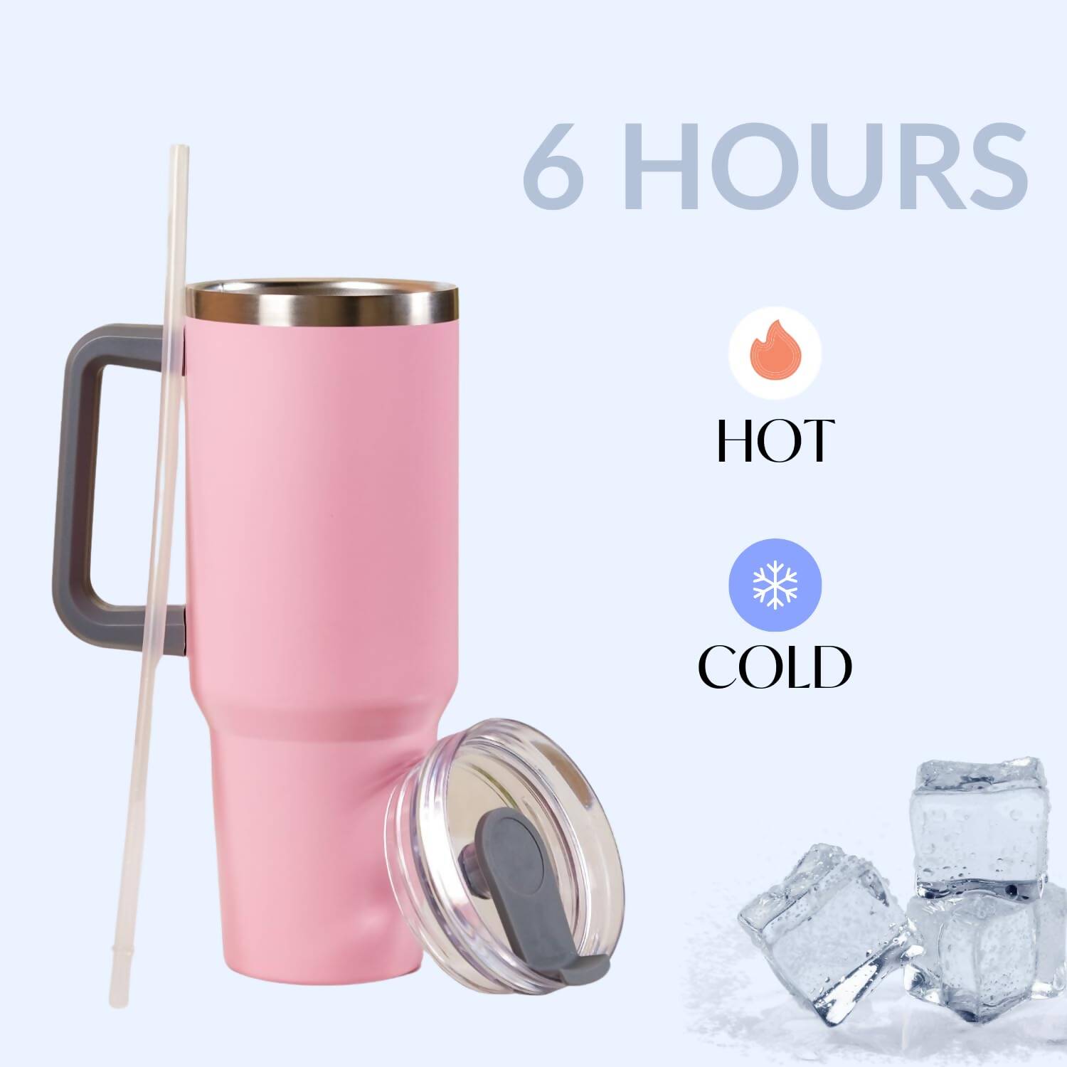 Nestasia Tumbler with Handle Straw & Lid - 1.2L (Pink)