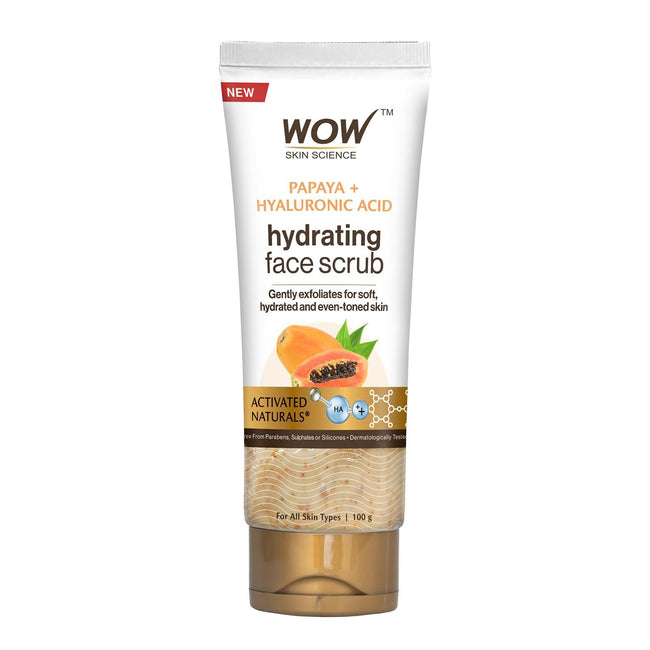 WOW Skin Science Papaya and Hyaluronic Acid Hydrating Face Scrub for Gently Exfoliates, Unclogs Pores Hover Image