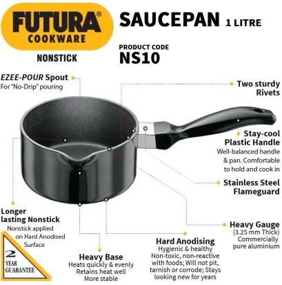 Hawkins Futura Non-stick Sauce Pan 14 cm Diameter 1 L (NS10)