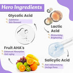 Wild Oak 7% AHA BHA Exfoliating Face Serum Pore Cleansing & Anti-Aging, Anti Acne Serum