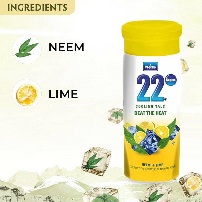 VI-JOHN 22 Degree Cooling Talc Beat the Heat Neem and Lime Main Image