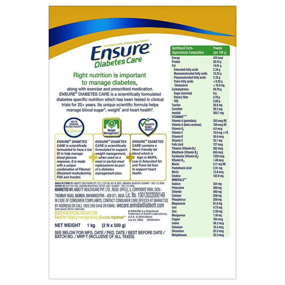 Ensure Diabetes Care Powder Vanilla Flavour - Sugar Free Health Drink