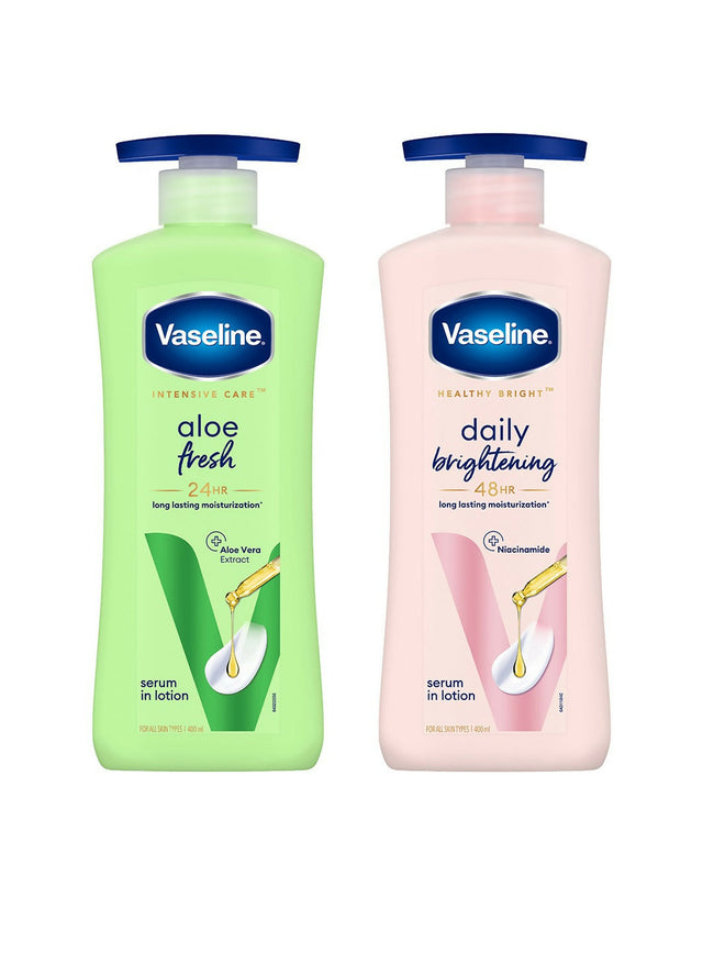 Vaseline Aloe Fresh & Daily Brightening Body Lotions Combo Hover Image