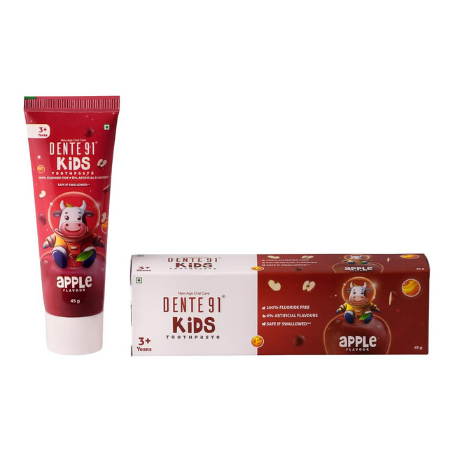 Dente91 Kids Toothpaste Protects Against Dental Caries & Hypersensitivity Fluoride Free Apple Flavour Hover Image