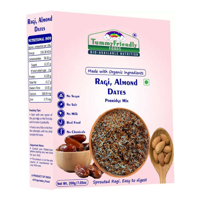 TummyFriendly Foods Organic Sprouted Ragi Almonds Dates Porridge Mix Hover Image