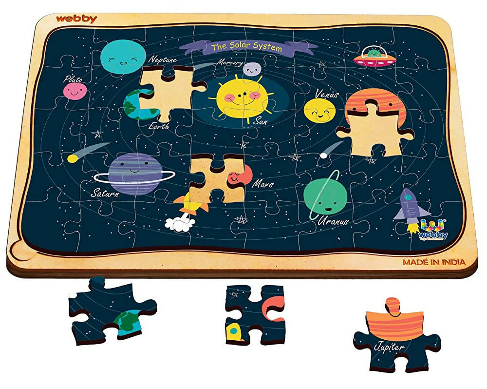 Webby Outer Space Solar System Wooden Jigsaw Puzzle - 40 Pcs