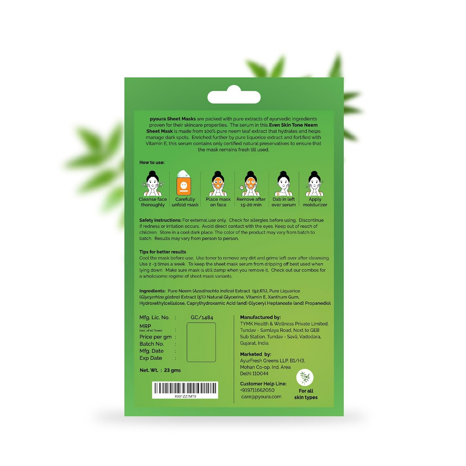 Pyoura Neem Renewal Face Sheet Mask