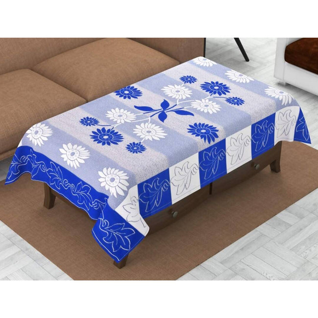 Yellow Weaves Designer Center 4 Seater Table Cover - Blue Hover Image