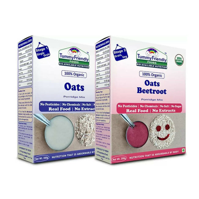 TummyFriendly Foods Organic Oats and Organic Oats, Beetroot Porridge Mixes for 6 Months Old Hover Image