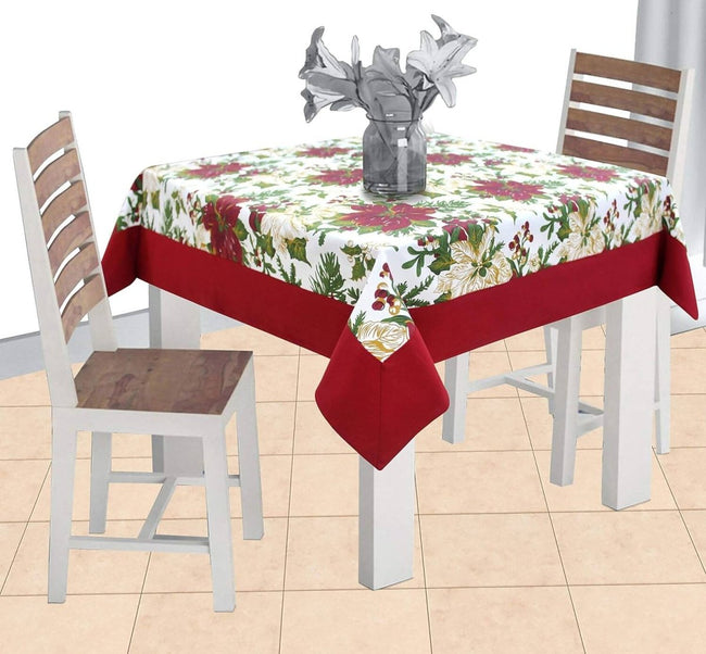 Airwill Cotton Floral Pattern 2 Seater Table Cloth - Maroon Hover Image