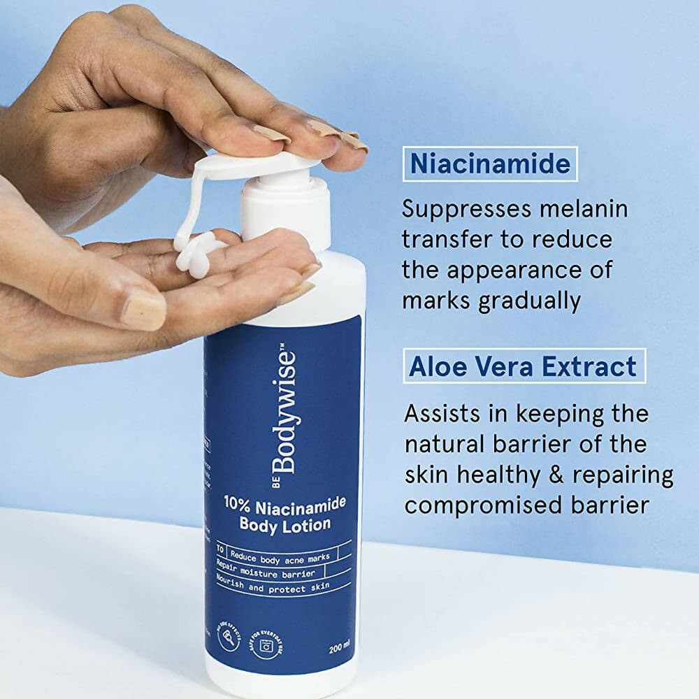 BeBodywise 10% Niacinamide Body Lotion for Reducing Acne Marks With Aloe vera extract, All Skin Types