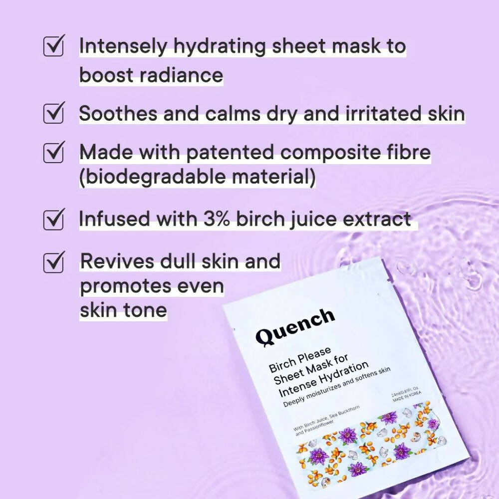 Quench Botanics Birch Please Sheet Mask for Intense Hydration - Korean Skincare