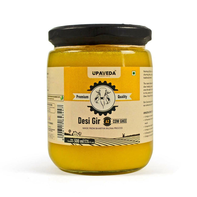 Upaveda A2 Pure Ghee| 100% Gir Cow Ghee | A2 Cow Desi Pure Ghee | Organic Grass Fed Cows | Traditional Bilona Method Ghee Hover Image