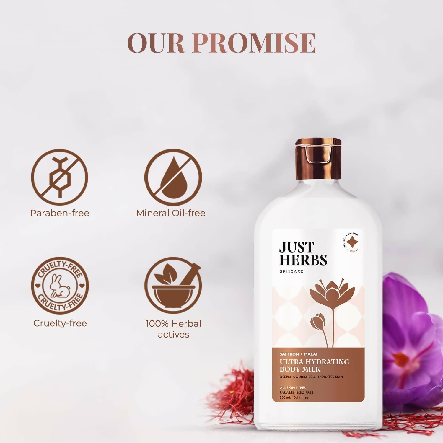 Just Herbs Saffron + Malai Nourishing Body Milk Lotion