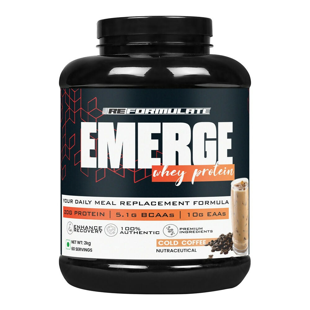 Reformulate Emerge I Whey Protein I Your Daily Meal Replacement Formula I 20 G I Protein I 5.1 G Bcaa's I 10 G Eaa's - Cold Coffee