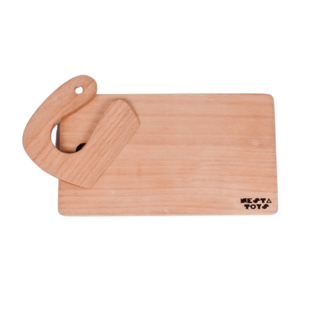 Nesta Toys Montessori Chopping Board & Knife for Babies & Toddlers, Safe Cutting Tool for Kids, Kitchen Pretend Play Toys
