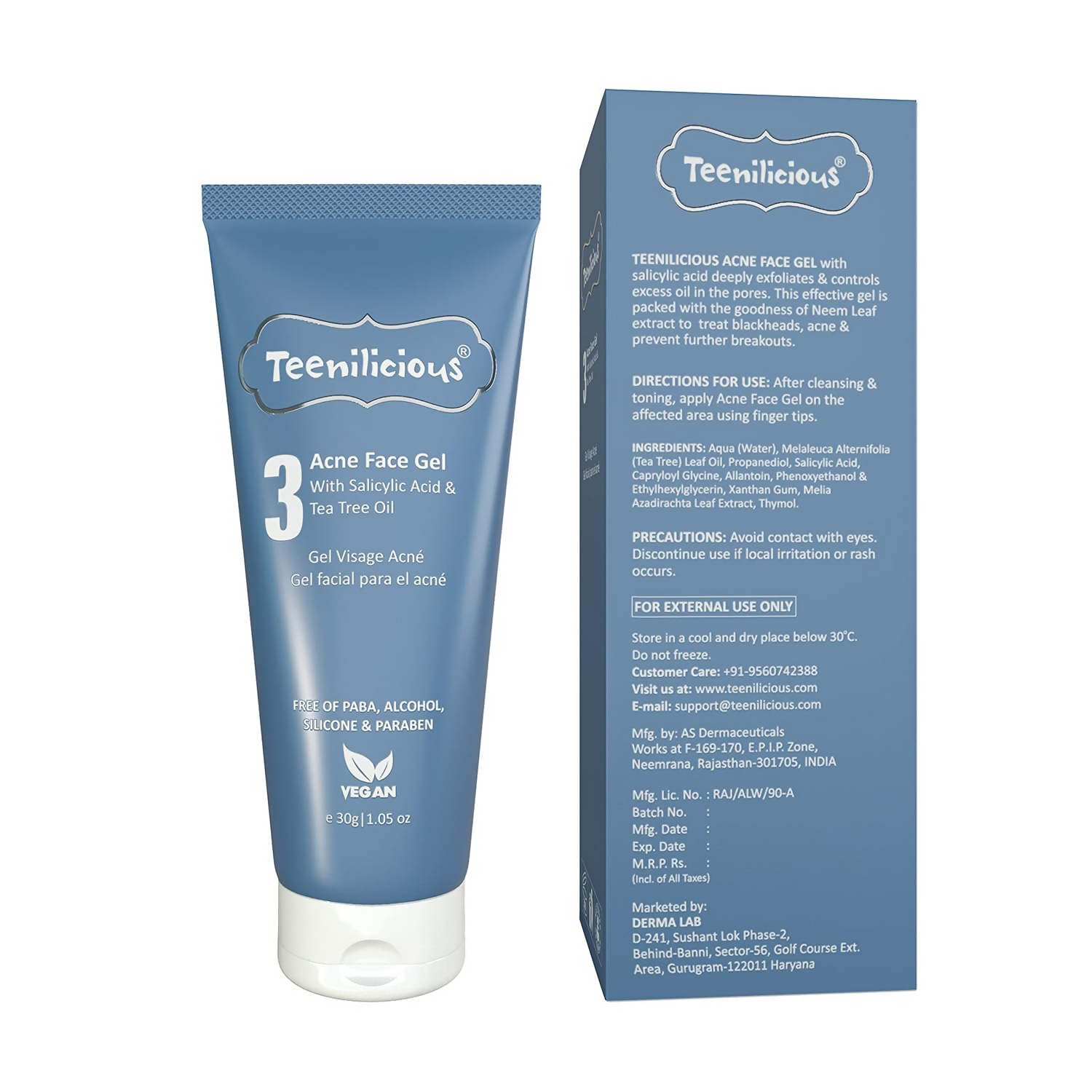 Teenilicious Acne Face Gel With 2% Salicylic Acid & Tea Tree Oil