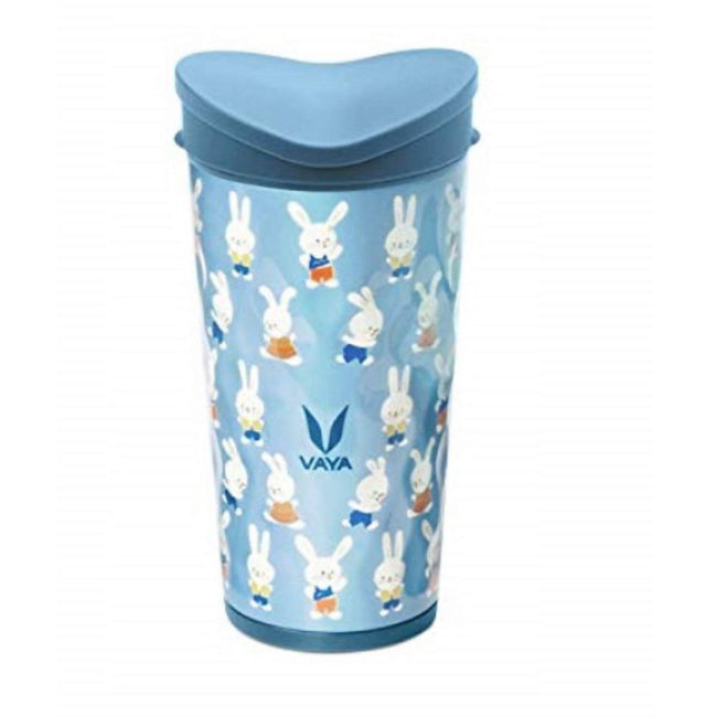 Vaya Drynk Stainless Steel Strawless Silicone Bunnies Print Spout Tumbler With Spill-Proof Pediasafe Lid - 350ml (Blue) Hover Image
