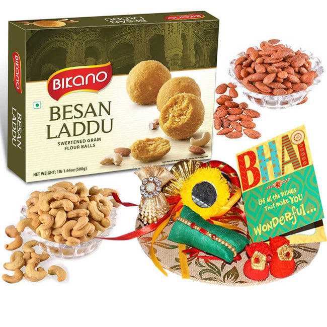 Bikano Besan Laddoo and Dryfruits Rakhi Gifts Hover Image