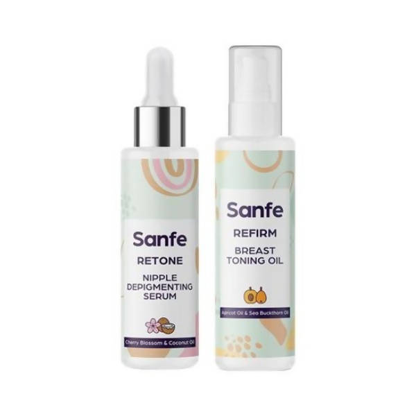 Sanfe Refirm Breast Toning Oil + Retone Nipple Depigmenting Serum Combo Hover Image