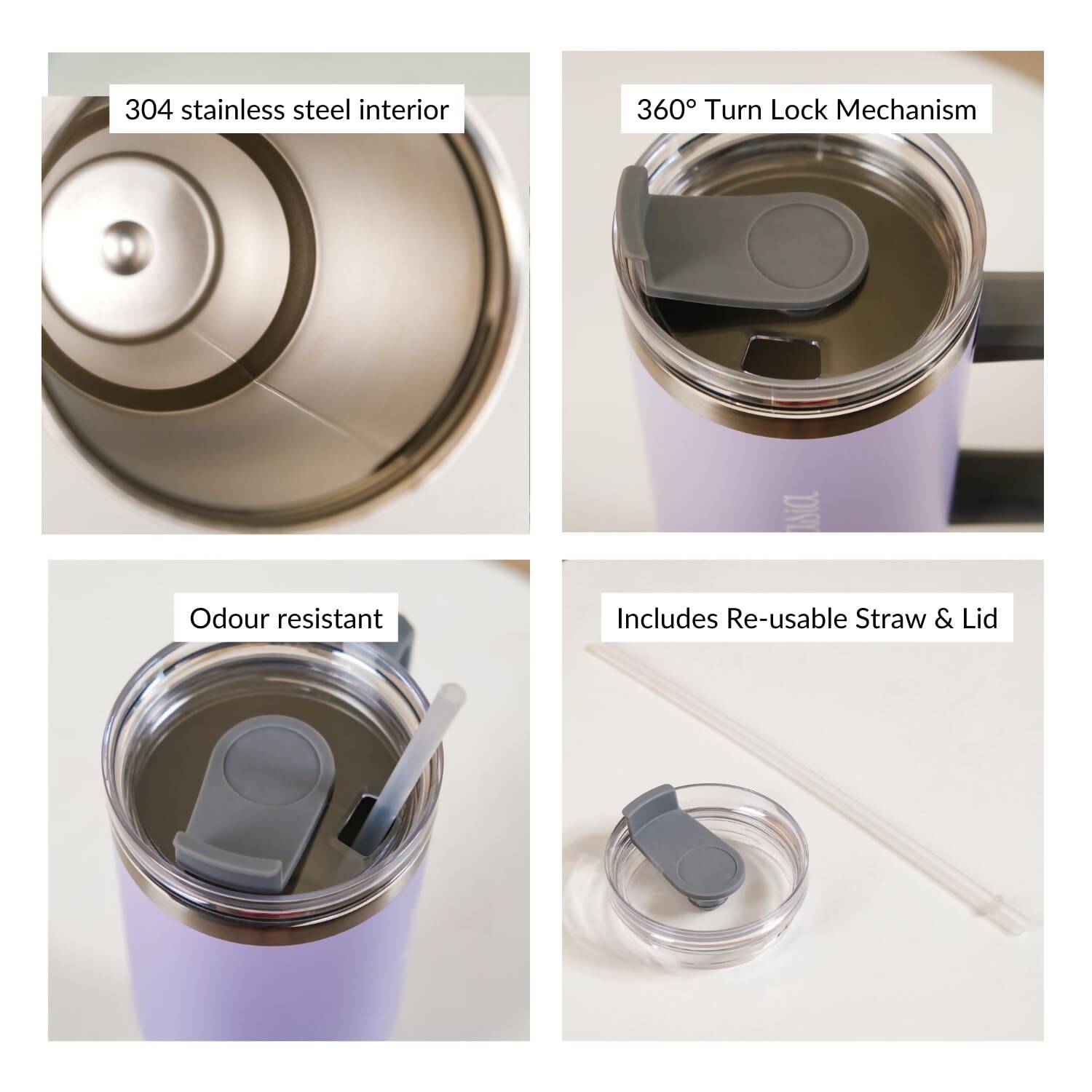 Nestasia Tumbler with Handle Straw & Lid - 1.2L (Purple)