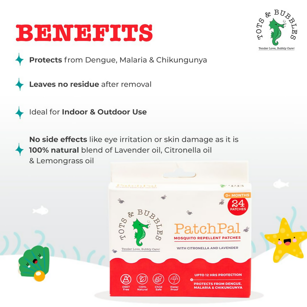 Tots And Bubbles Patchpal Natural Mosquito Repellant Patches For Babies