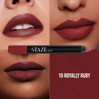 Staze 9 To 9 Pout On Matte And Smudgeproof Lip Crayon - 10 Royally Ruby