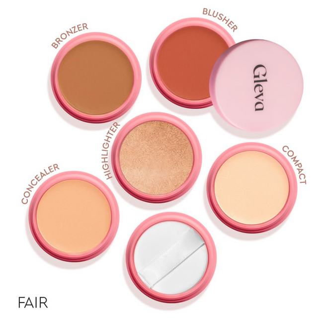 Gleva 5 In 1 Makeup stack Gleva 5 In 1 Makeup stack WIth Concealer, Bronzer, Blusher, Compact & Highlighter Smooth & Blendable Formula - Fair Main Image