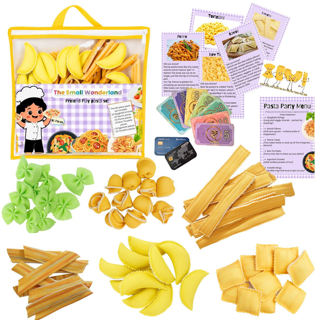 The Small Wonderland Pretend Play Fabric Pasta Set-60 Pieces-Realistic looking kids play food toys Hover Image