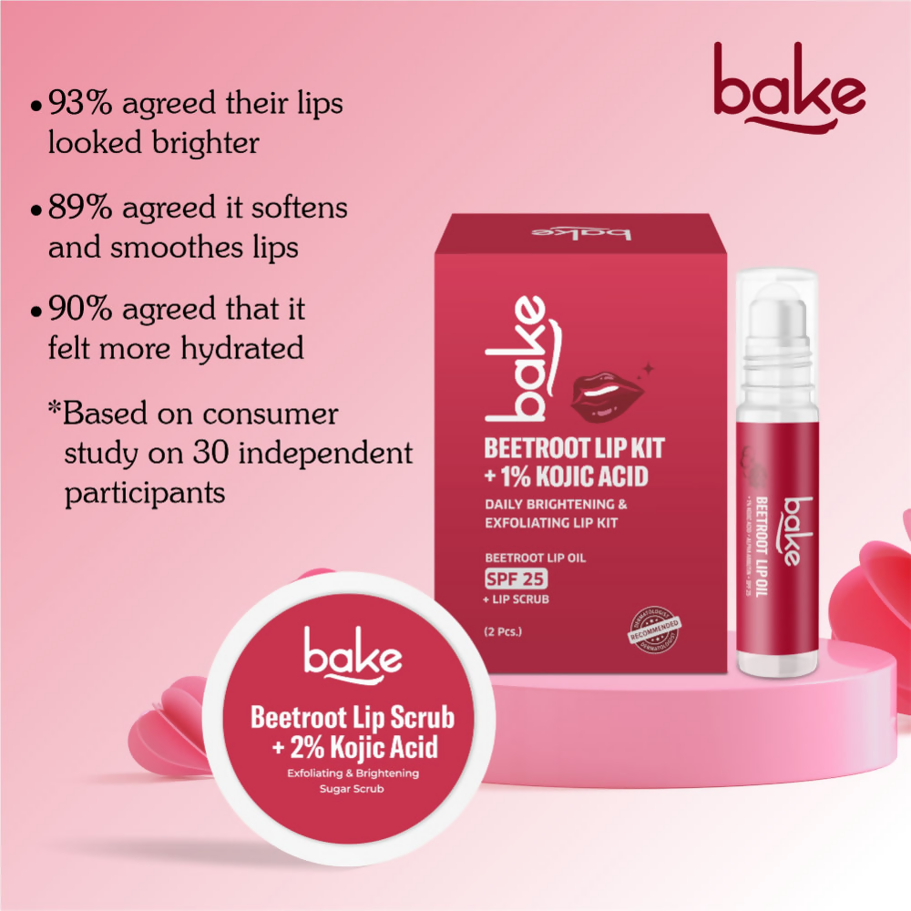 Bake Kojic Acid Beetroot Lip Kit With Lip Balm SPF 25 & Lip Scrub For Dark & Pigmented Lips