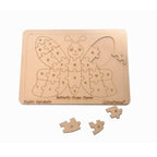 Kraftsman English Alphabets Wooden Jigsaw Puzzles Butterfly Shape Puzzle | Color Kit Included