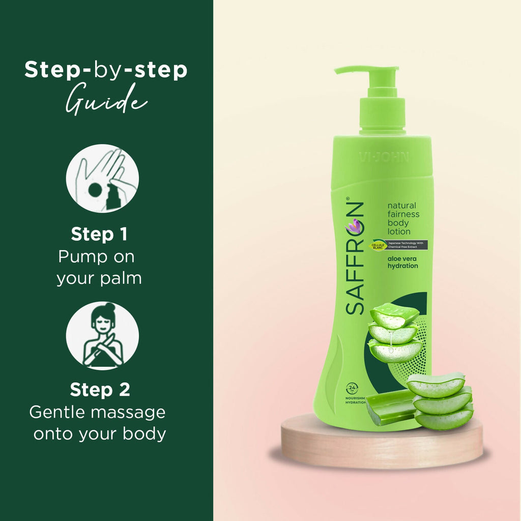 VI-JOHN Saffron Natural Fairness Body Lotion Aloe Vera Hydration For All Skin Types