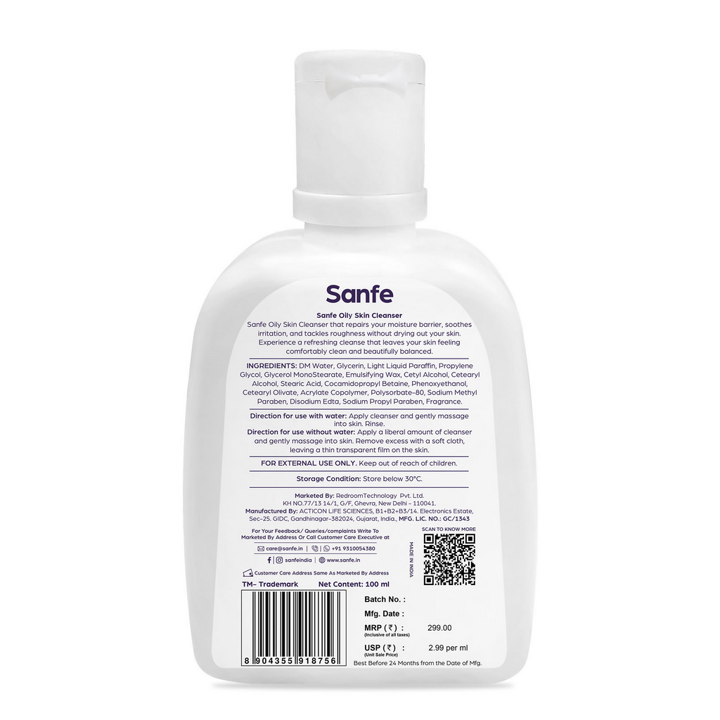 Sanfe Oily Skin Cleanser Minimises Pores & Maintains Skin Moisture cetaphil skin repair Face Wash