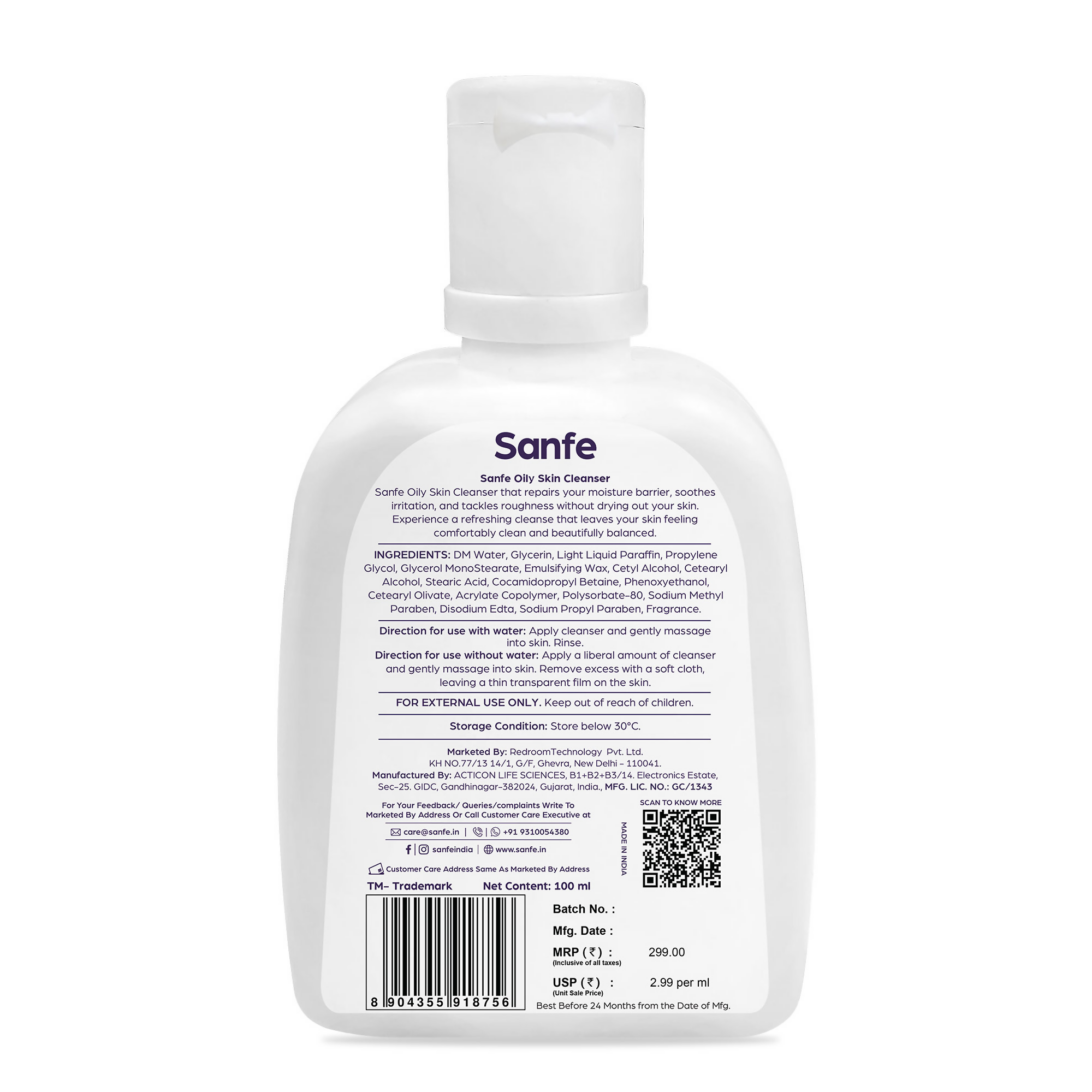 Sanfe Oily Skin Cleanser Minimises Pores & Maintains Skin Moisture cetaphil skin repair Face Wash