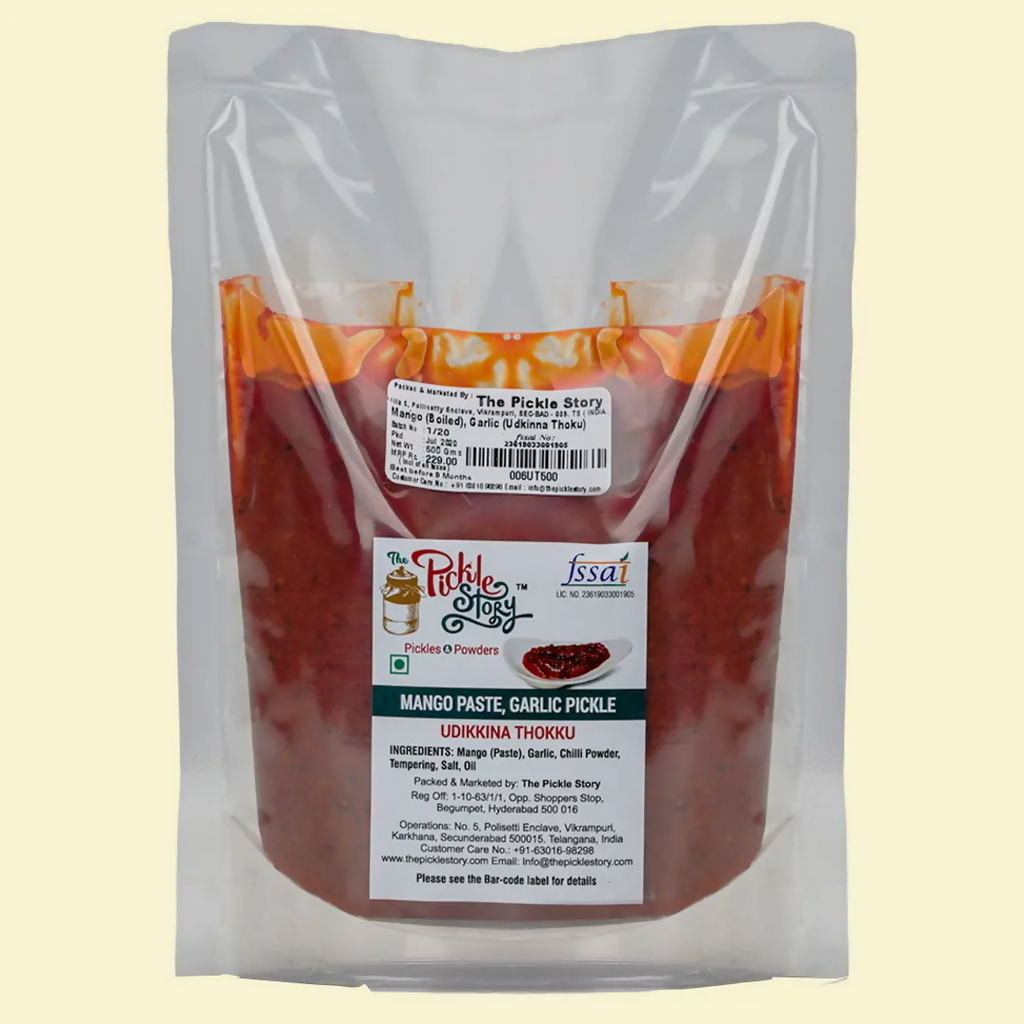 The Pickle Story Mashed Mango with Garlic Pickle – Udikkina Thokku