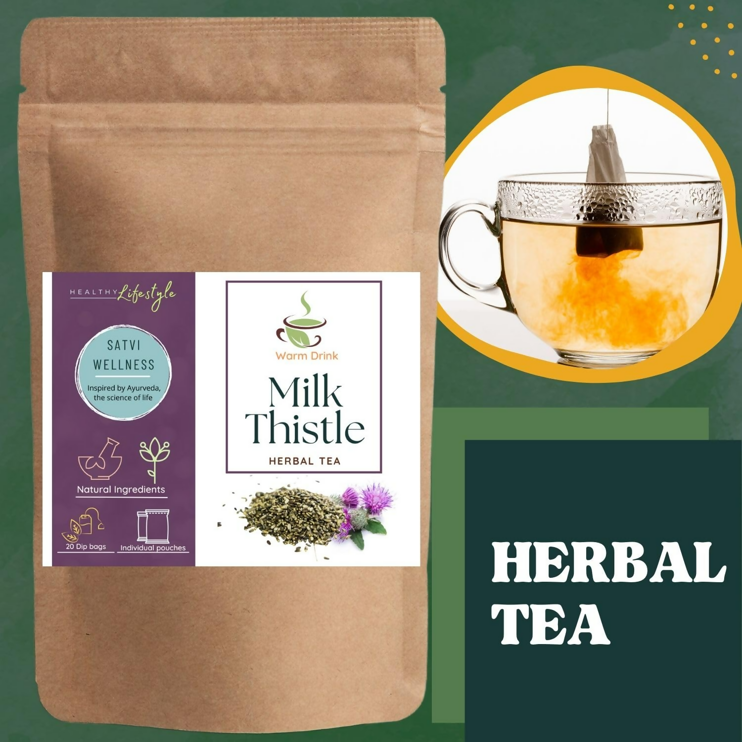 Satvi Wellness Milk Thistle Seed Tea Bags