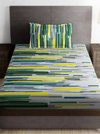 Story@home Arena White & Grey Printed 180 TC Bedsheet & Pillow Covers