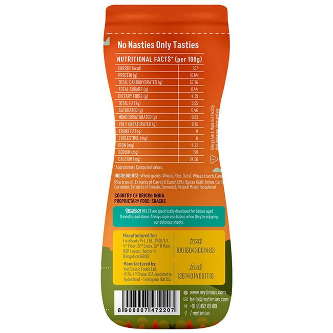 Timios Melts Carrot And Cumin Finger Food For Babies Main Image