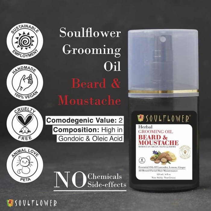 Soulflower Herbal Beard And Moustache Grooming Oil
