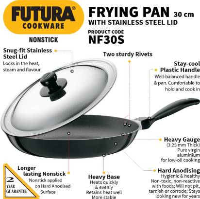 Hawkins Futura Non-stick Frying Pan 30 cm Diameter with Lid 1 L (NF30S) Main Image