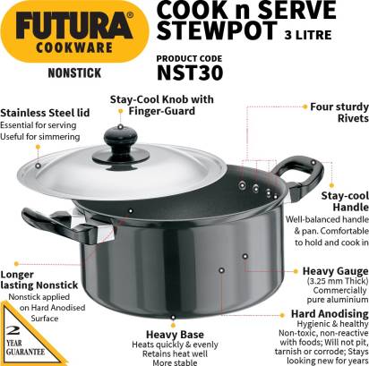 Hawkins Futura Non-stick Cook n Serve Stewpot 20 cm Diameter 3 L with Lid (NST30) Main Image