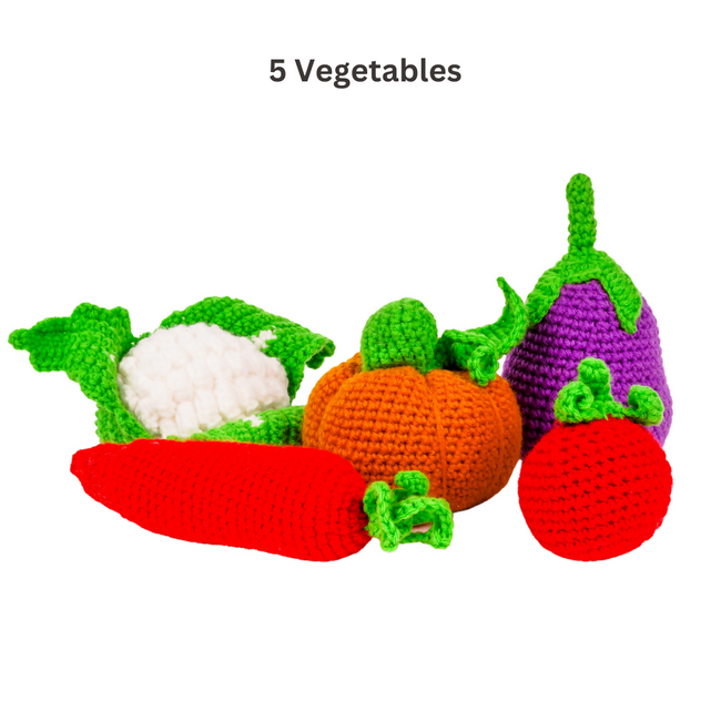 Nesta Toys Crochet Fruits & Vegetable Toys, Play Food for Kids (10 Pcs) Main Image
