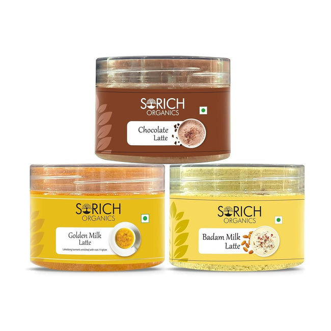 Sorich Organics Chocolate Badam Milk Golden Latte Jars Combo Hover Image