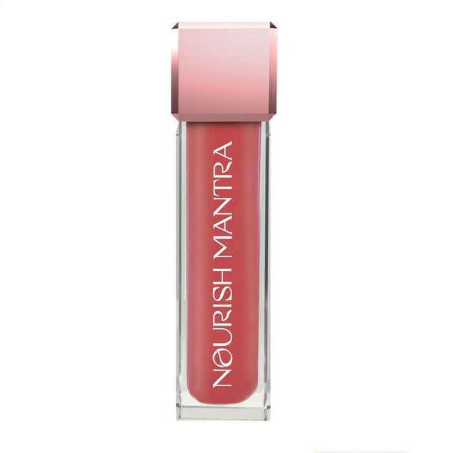 Nourish Mantra Liquid Lipstick Creamy Matte with SPF / Water Proof, Smudge Proof Shade -Tedha Medha Hazelnut Hover Image