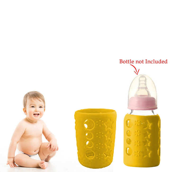 Safe-O-Kid Silicone Baby Feeding Bottle Cover Cum Sleeve for Insulated Protection 120mL- Yellow Main Image