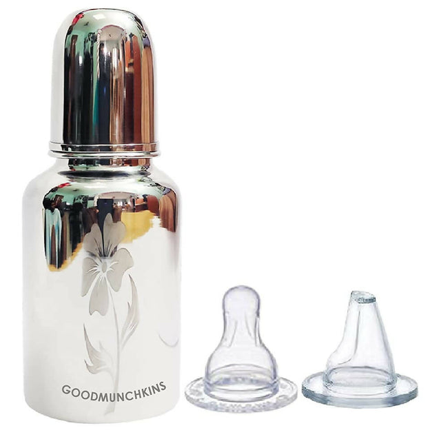 Goodmunchkins Stainless Steel Feeding Bottle Joint Less 304 Grade No Joints BPA Free for New Born Baby/Toddlers/Infants-280ml Hover Image