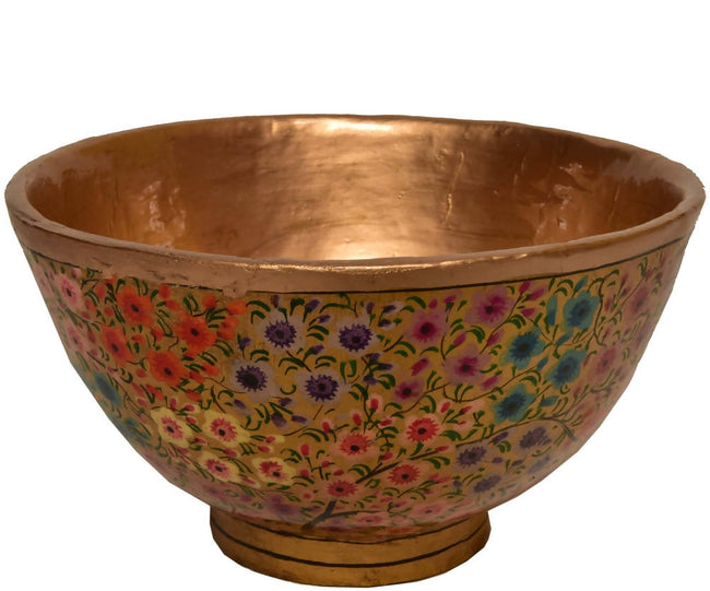 Nizalia Floral Motif Embossed Paper Mache Bowl Main Image