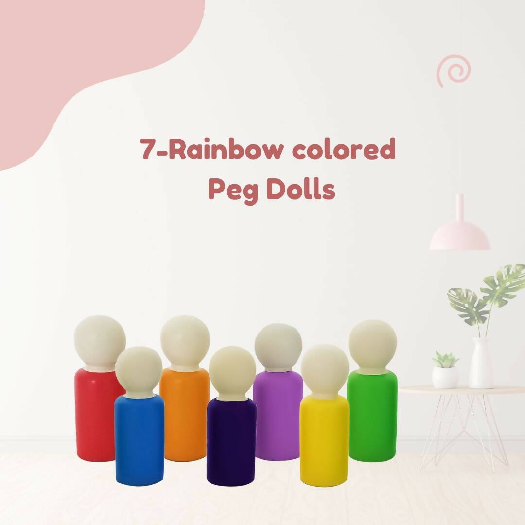 Matoyi Wooden Rainbow Peg 7 Dolls Set