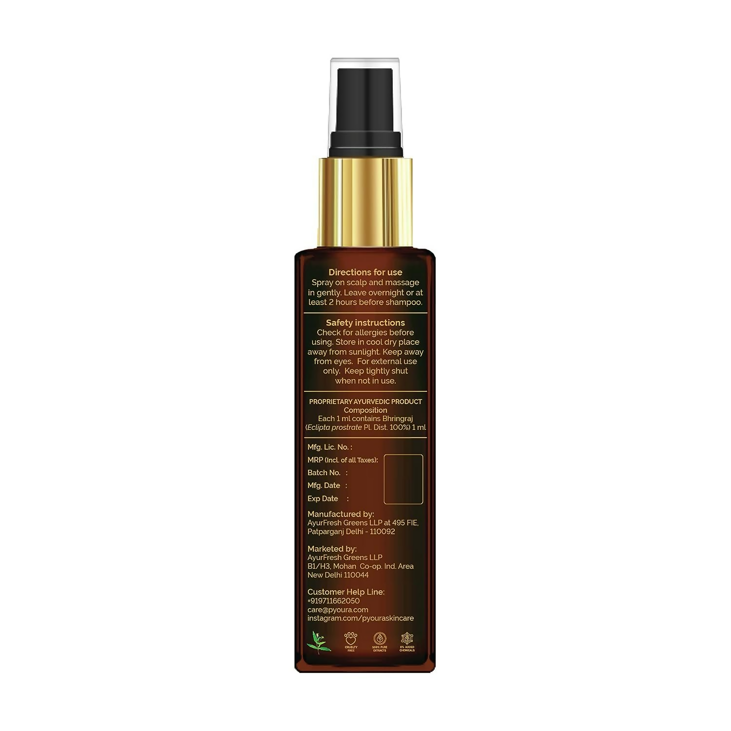 Pyoura Bhringraj Non-Oily Hair Spray Serum Mist